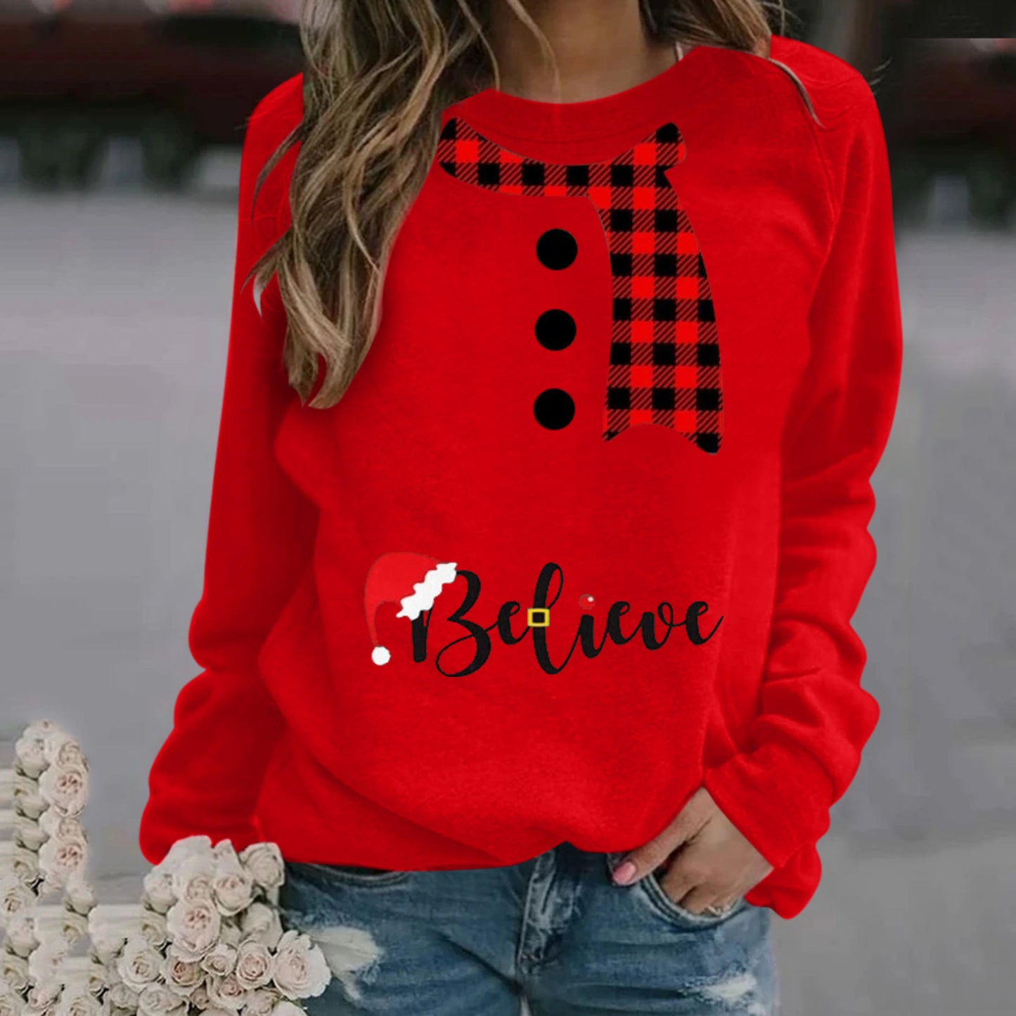 Kerstsweater voor dames "Believe" 6 kleuren van S tot 3 XL