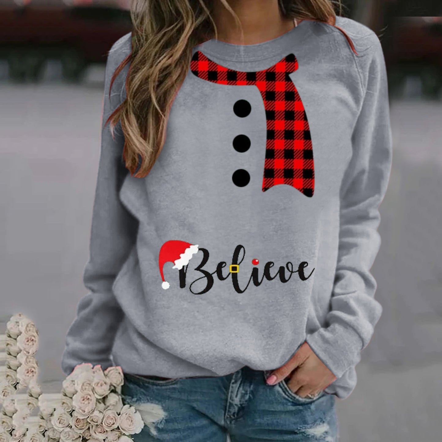 Kerstsweater voor dames "Believe" 6 kleuren van S tot 3 XL