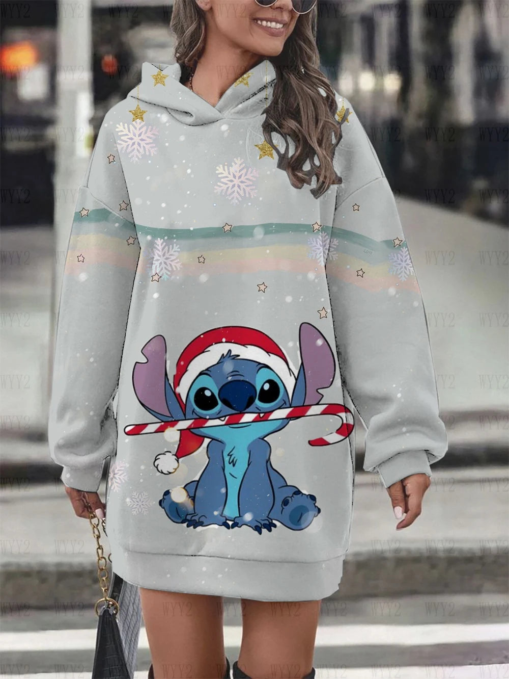 Superbe robe sweat à capuche de Noël Stich 7 modèles de S à 5 XL