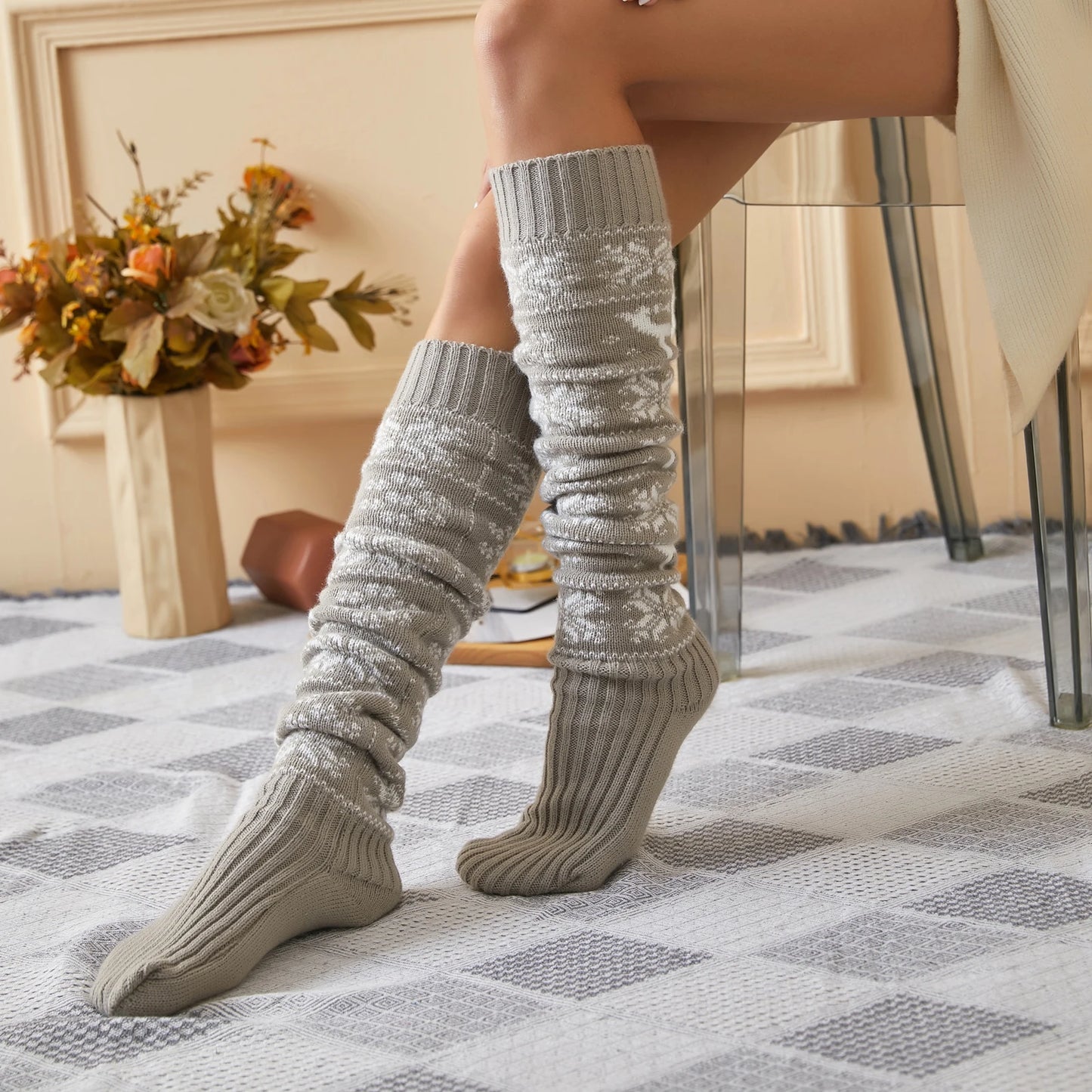 Longues chaussettes pour femme pour les longues soirées d'hiver au coin du feu 5 modèles, taille unique