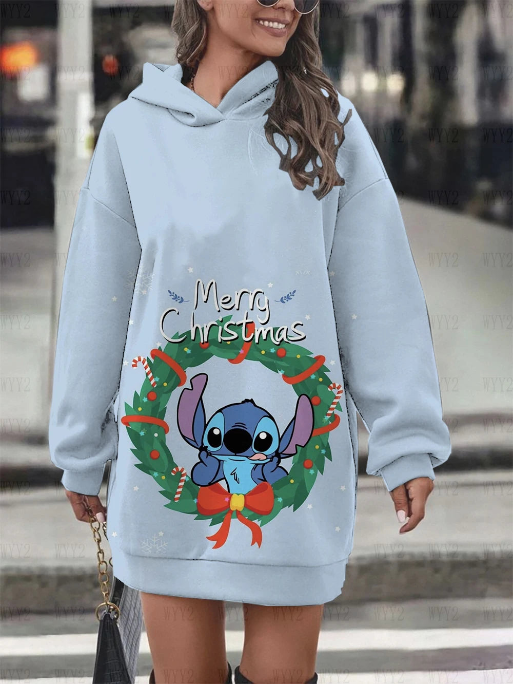 Superbe robe sweat à capuche de Noël Stich 7 modèles de S à 5 XL