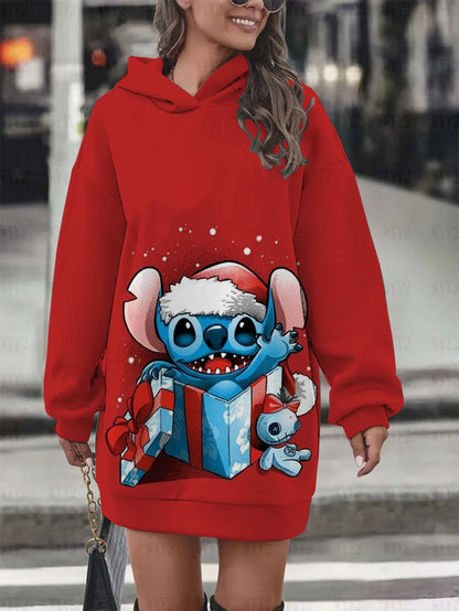 Superbe robe sweat à capuche de Noël Stich 7 modèles de S à 5 XL