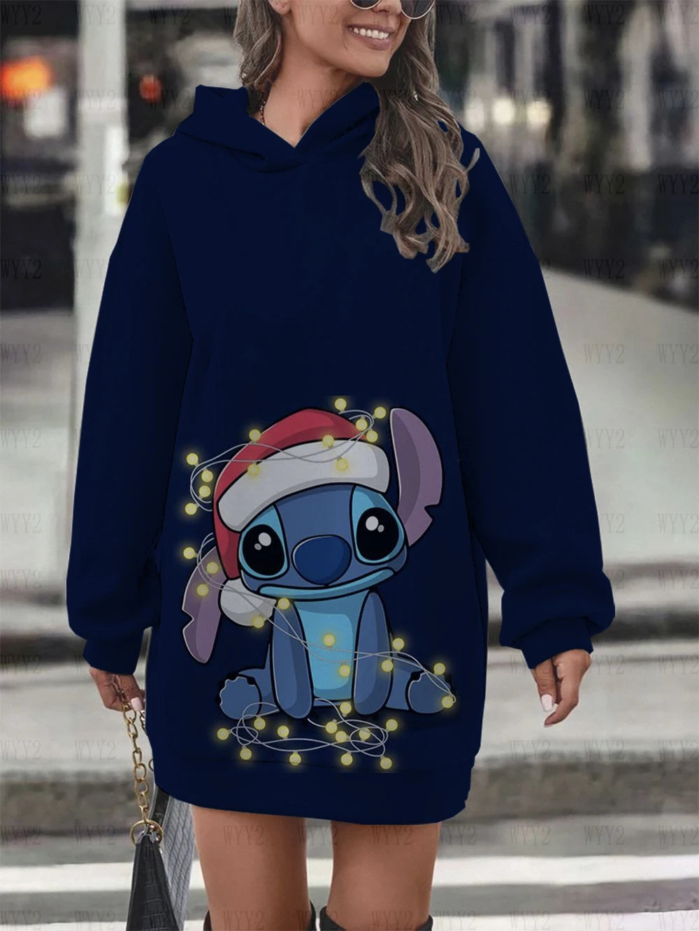 Superbe robe sweat à capuche de Noël Stich 7 modèles de S à 5 XL