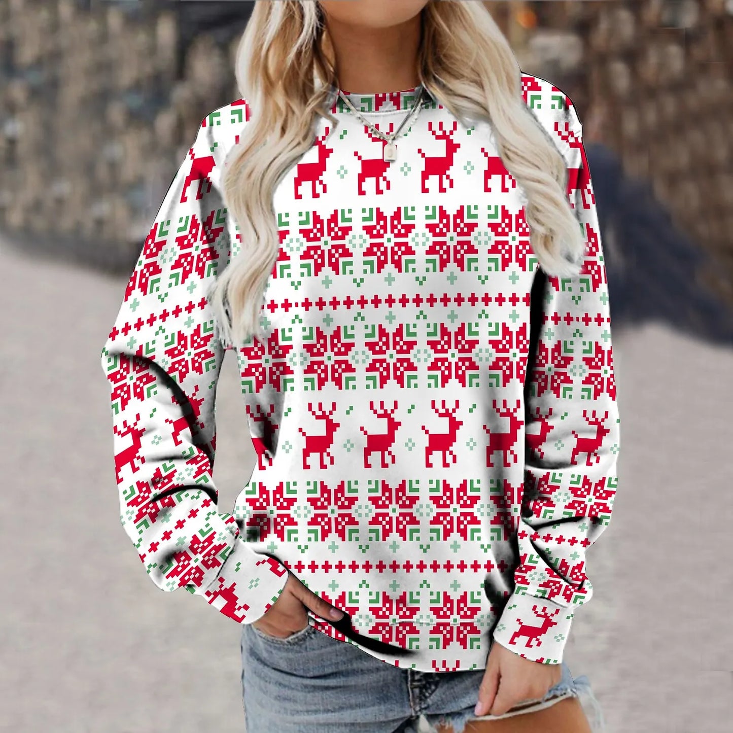 Kerstsweatshirt voor dames 5 modellen van S tot 8Xl (speciale grote maten) 