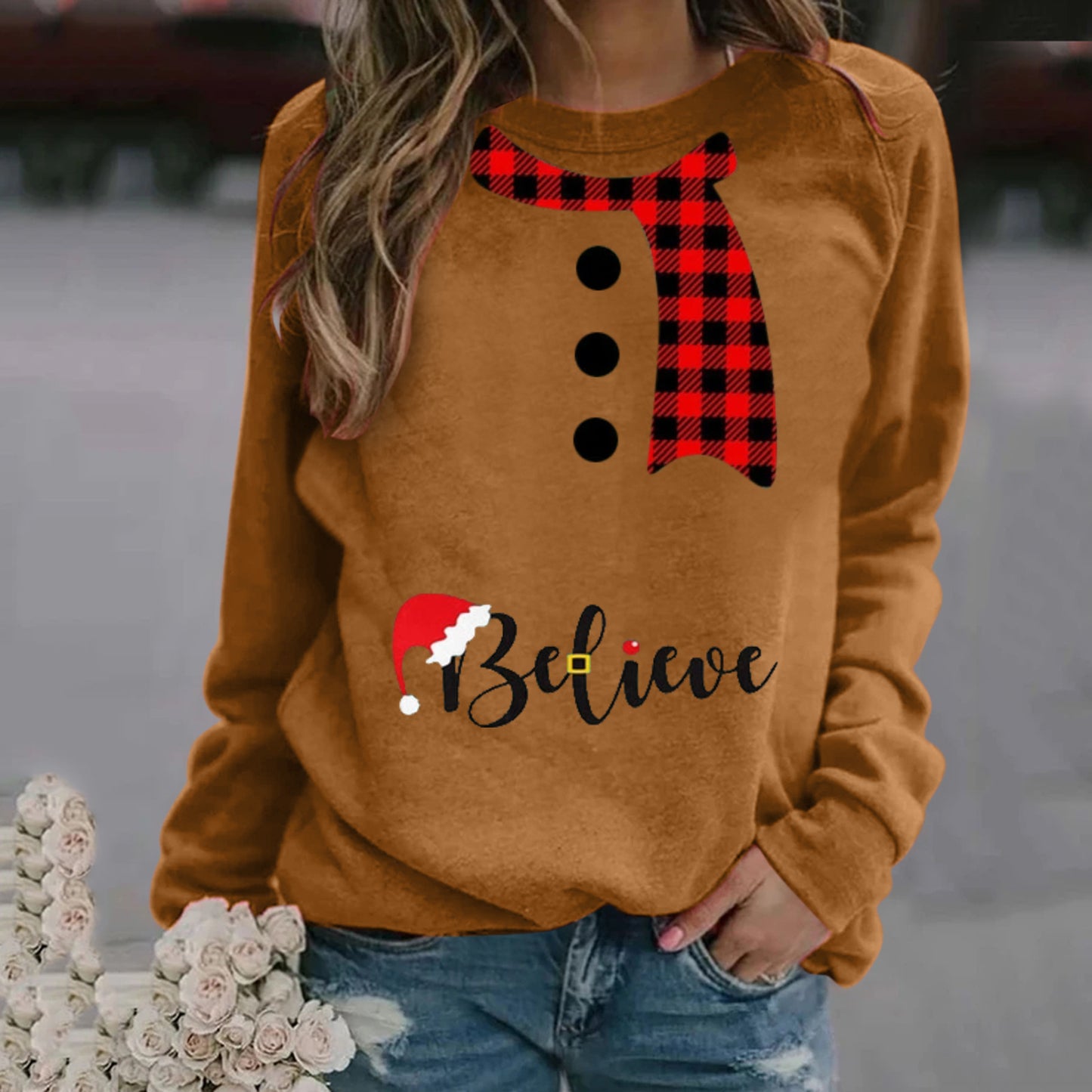 Kerstsweater voor dames "Believe" 6 kleuren van S tot 3 XL